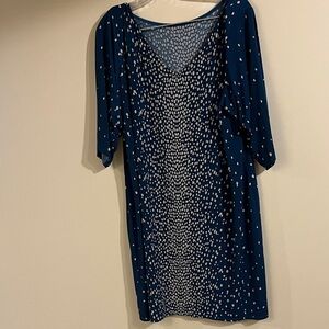 Leota Navy and White Patterned Mini Dress
